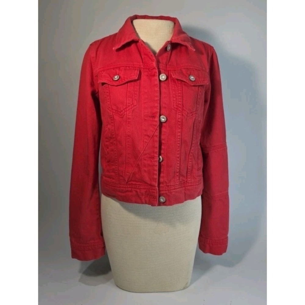 Free People Women's Red Jean Jacket XS‎